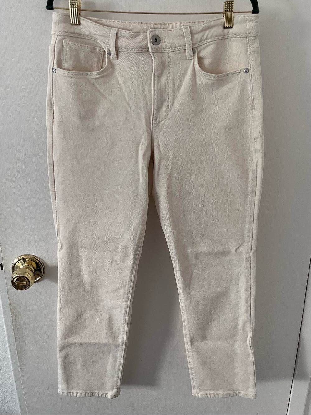 J. Jill Denim High Rise Straight Leg Ivory Cream Colored Jeans 10 Petite 10P